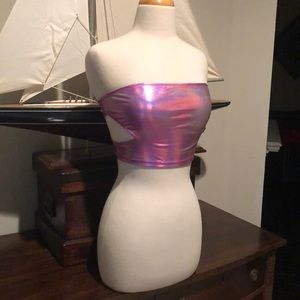 💜 5/$20 Dolls Kill Holographic Rave Tube Top